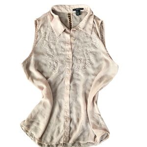 Forever 21 Pink sheer button up